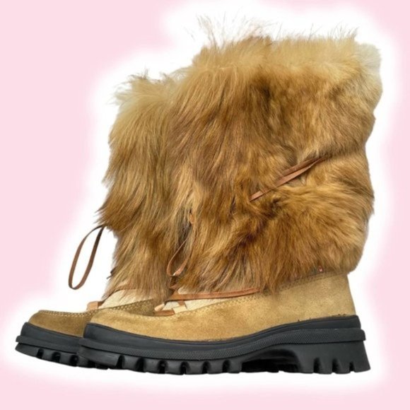 PAJAR Fur Seal Skin Boots Shearling Lining Sz 5 Made In Italy - Picture 1 of 16